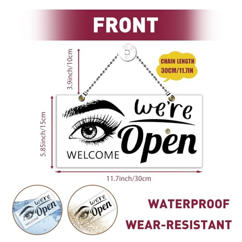 PLIGREAT Beauty Salon Open Closed Sign, 11.7" x 5.85" Welcome Business Sign - style: Beauty Salon
