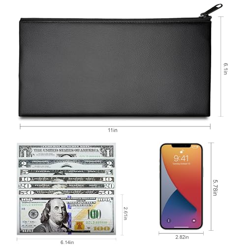 2-Pack Premium Money Bags with Ultra-Durable Zipper 11x6.1 Inch Money Pouch