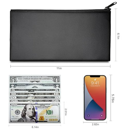 2-Pack Premium Money Bags with Ultra-Durable Zipper 11x6.1 Inch Money Pouch