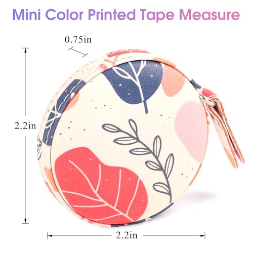 Retractable Mini Leather Tape Measure, Auto Retract Bohemian - color: Bohemian Leaves