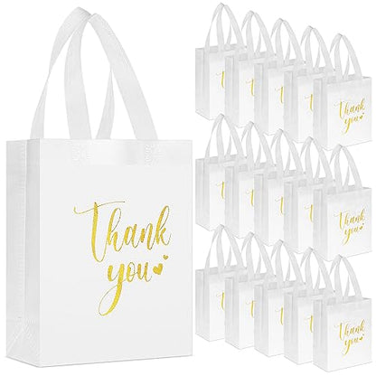 Sweetude 30 Thank You Non Woven Gift Bag, 10 x 8 x 4 Inch, White - color: White, size: 1 Count (Pack of 30)