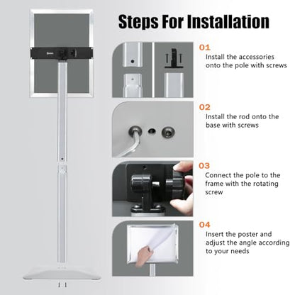 Sign Stand for Display, Ultra Stable Heavy Duty Pedestal Signage Holder - size: 11x17, style: Silver