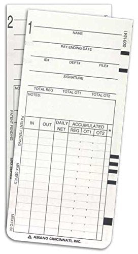 (100) Amano MRX-35 Time Cards