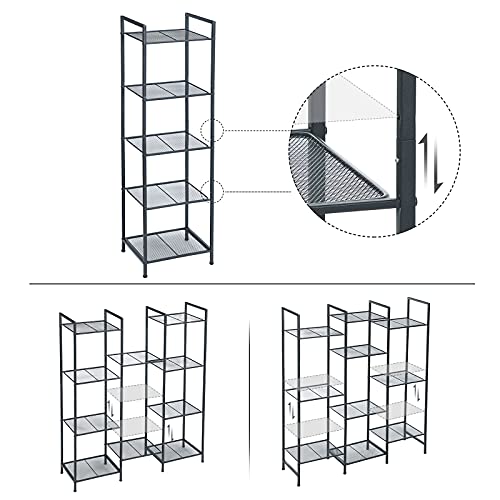SONGMICS 5-Tier Storage Rack, Bathroom Shelf, Extendable Plant Stand - color: Black, size: 5 Tiers