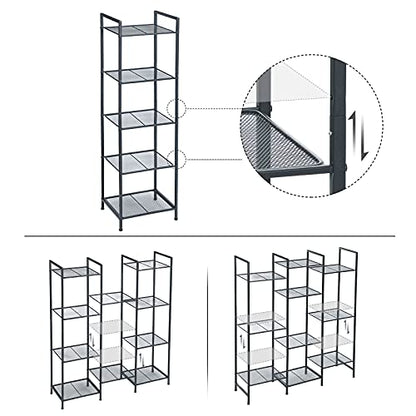 SONGMICS 5-Tier Storage Rack, Bathroom Shelf, Extendable Plant Stand - color: Black, size: 5 Tiers
