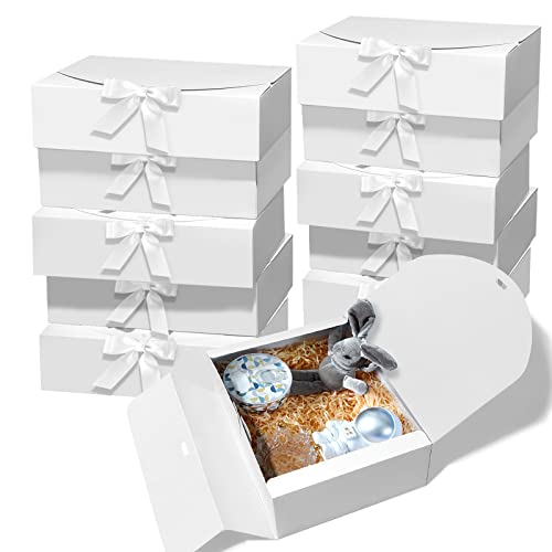 BoShahai 10 PCS White Gift Boxes with Lids 10.6x7.8x3.1 Inch Proposal box - color: White, size: 10.6x7.8x3.1 Inch