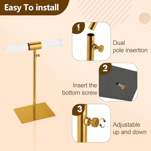 Jewelry Display Stand 2 Packs Stainless Steel Purse Display Stand Acrylic Necklaces Holder Towers Adjustable Height Tabletop Jewelry Organizer for Home Store Boutique