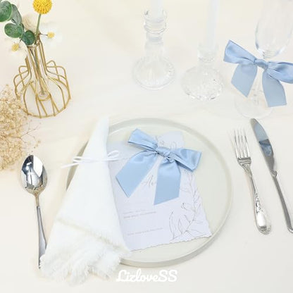 Dusty Blue Satin Ribbon Twist Tie Bows 5 Inch 36 Pack - color: Dusty Blue