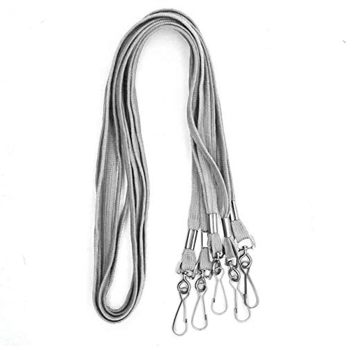 Beebel Lanyards 100 Pack Gray Lanyard with Swivel Hook Clips for ID Name Badge Holder (Gray, 100 Pack) - color: Gray, size: 100 Pack