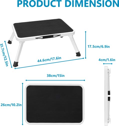 Simple Deluxe Step Stools Foldable, Heavy Duty Foot Stool with Non-Slip Paltform & Feet, Folding Step Ladder for Adults or Kids in Kitchen, Home, 330 Lbs Capacity