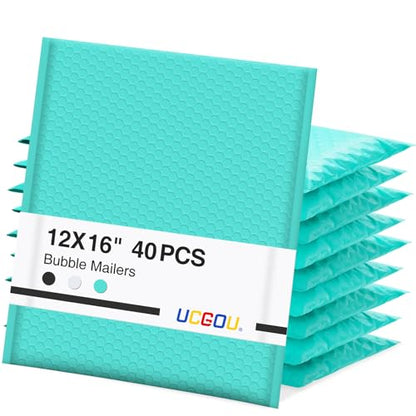 UCGOU Bubble Mailers 12x16" 40 Pack Usable Size 12x15" Teal Padded Mailers - color: Teal, size: 12x16" 40PC