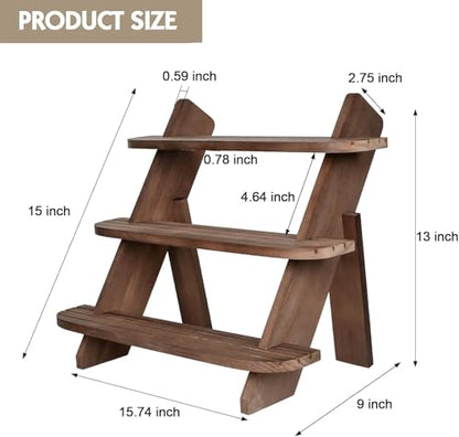 Wooden Display Stand, Tiered Cupcake Stand, 3 Tier Display Stand Riser - color: 2Pcs-Walnut-3Tier