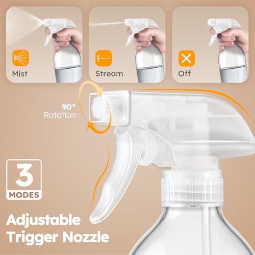 Tecohouse 360° 16 OZ Clear Glass Spray Bottles 2 Pack - color: Clear