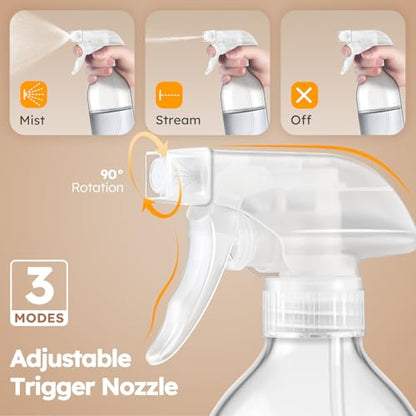 Tecohouse 360° 16 OZ Clear Glass Spray Bottles 2 Pack - color: Clear