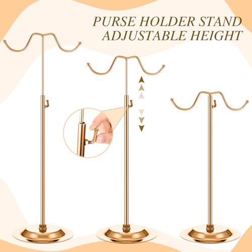 Weysat 4 Pcs Purse Display Stand Adjustable Metal Handbag Holder, Rose Gold - color: Rose Gold