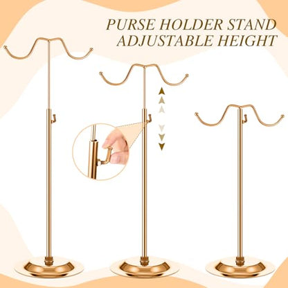 Weysat 4 Pcs Purse Display Stand Adjustable Metal Handbag Holder, Rose Gold - color: Rose Gold