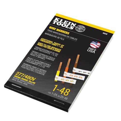 Klein Tools 56252 Wire Marker Book, 277/480V 3 Phase 1-48 - size: 1 Count (Pack of 1), style: 277/480V