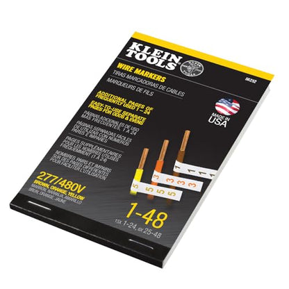 Klein Tools 56252 Wire Marker Book, 277/480V 3 Phase 1-48 - size: 1 Count (Pack of 1), style: 277/480V