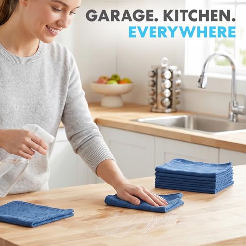 Simpli-Magic Cotton Shop Towels 14"x12" (90 Pack) – Reusable Cleaning Shop Rags for Automobiles, Industries, Garage and Homes (Blue) - size: 90-Pack Blue