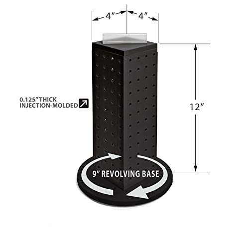 Azar 700220-BLK Pegboard Counter Display, Black, 4-Sided Revolving - color: Black, style: Pegboard only