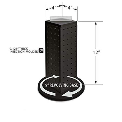 Azar 700220-BLK Pegboard Counter Display, Black, 4-Sided Revolving - color: Black, style: Pegboard only