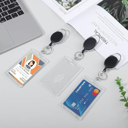 5 Pack Retractable Badge Reel Set with Clear Vertical ID Holders - style: 5 Set Acrylic Material