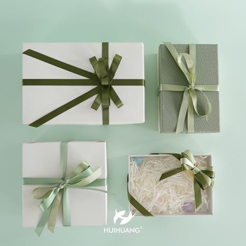 HUIHUANG Sage Green Double Faced Satin Ribbon 1/2 inch X 50 Yards - color: Dusty Sage, size: 1/2 inch