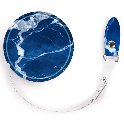 Retractable Mini Leather Tape Measure, Auto Retract Dark Blue - color: Dark Blue Marble