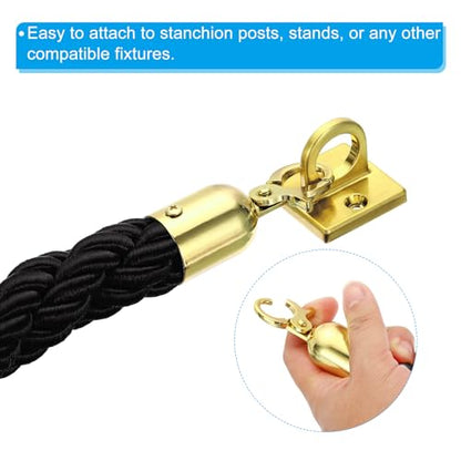 PATIKIL Stanchion Rope, 1.2m/3.9Ft Barrier Rope Twisted Post Ropes with Snap Hooks for Posts Stands Queue Divider Crowd Control of Hotel, Black Golden - color: Black, Golden, size: 3.9Ft