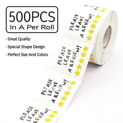 Wailozco Please Leave A Review Stickers,Funny Star Review Sticker for Mailing Envelopes Small Business Shipping Package 500 Labels Per Roll - color: Please Leave a Review