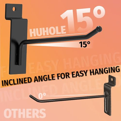 HUHOLE 30PC Slatwall Hooks, 4", 6", 8" Steel Hangers - style: Slatwall Hooks 468 Inch
