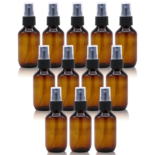 SYNTECSO 2oz Amber Plastic Spray Bottles, Fine Mist Water Bottle, 12 Pack - size: Plastic bottle - 12 Pack