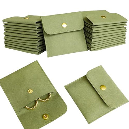 40pcs Green Microfiber Jewelry Pouch Button Bag 8 x 8cm, Jewelry Packaging Bag Luxury Small Favor Bags Jewelry Gift Bags for Earrings Necklaces Bracelet Ring - color: green