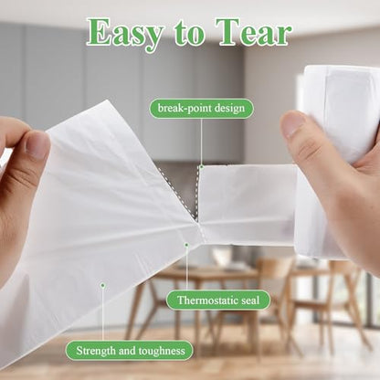 3 Gallon Small Trash Bags Bathroom Biodegradable With Handles - color: Bio-3Gal-White100