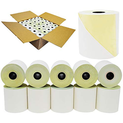 (150 ROLLS) 2-ply 3" inch 90' Feet Carbonless m188b printer 2 ply paper (07901) PM Company Perfection Register Bond Pos Paper Rolls From BuyRegisterRolls