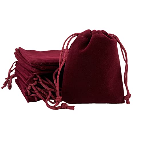 Palmhomee Pack of 48 3x4 Inch Velvet Drawstring Bags Gift Bag Velvet Pouch For Jewelry Wedding and Party Favor (Bungundy) - color: Bungundy