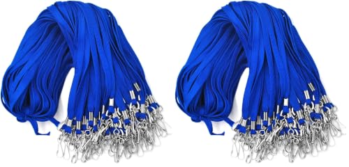 Beebel Lanyards 200 Pack Blue Lanyards with Swivel Hook Clips for ID Name Badge Holder - color: Blue, size: 200 Pack