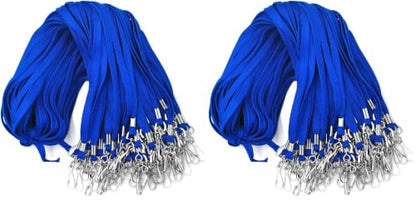 Beebel Lanyards 200 Pack Blue Lanyards with Swivel Hook Clips for ID Name Badge Holder - color: Blue, size: 200 Pack