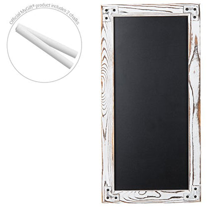 MyGift Wall Mounted Large Chalkboard Sign with Whitewashed Wood Frame - color: White Washed