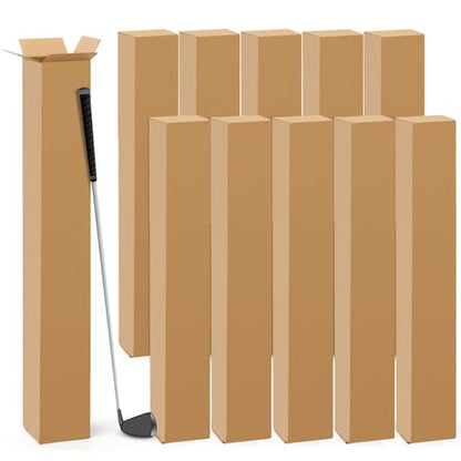 Qilery 10 Pcs 6 x 6 x 48 Inch Golf Club Shipping Boxes 6L x 6W x 48H Tall Corrugated Boxes Cardboard Long Golf Storage Box for Shipping, Packaging, Moving, Mailing, Home or Business - size: 6 x 6 x 48 in
