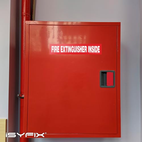 iSYFIX Fire Extinguisher Inside Sign, 9x1.7 Inch, Red Reflective, 10 Pack - color: Red Reflective, size: 9x1.7 (10 Pack)