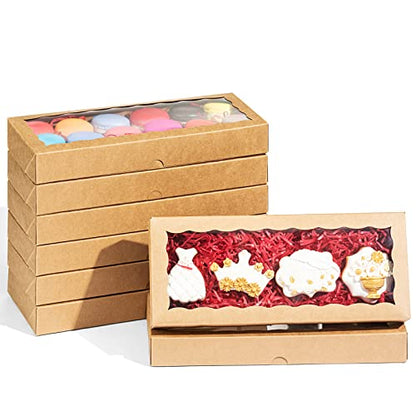 24PCS 12 x 5 x 1.5 inches Auto-Popup One Piece Premium Cookies Boxes, Kraft Brown Macaron Boxes Packaing, Bakery Box for Holiday Cookie Gift Sets - color: Kraft Brown