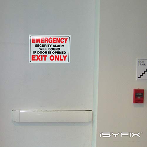 iSYFIX Emergency Exit Only Stickers, 10x7 Inch, 2 Pack, WHITE - color: WHITE