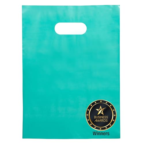 Choice Marts 100 Teal Plastic Bags With Handles 9x12 Merchandise Bags - color: Teal