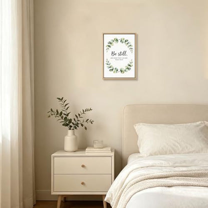 Be Still & Psalm 46:10 Eucalyptus Wooden Box Sign 8x12 Inch - color: Be Still and Know That I Am God Psalm 46:10