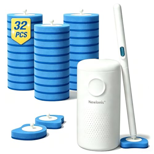 Disposable Toilet Bowl Brush with 32 Scented Toilet Wand Refills - color: 1+32 Refills