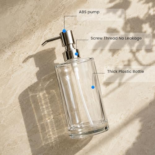 Clear Plastic Dish Soap Dispenser, 10 oz Pump Bottle for Kitchen & Bathroom - color: Clear