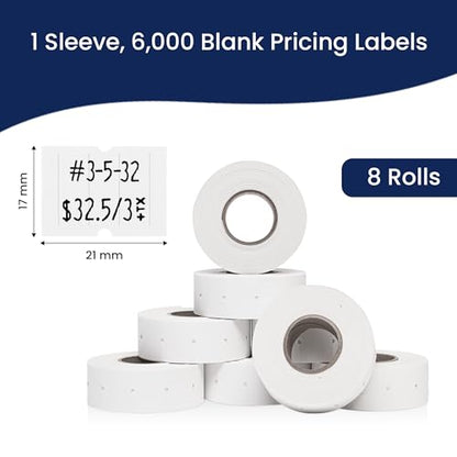 Perco 2 Line Freezer Adhesive Labels - 6,000 Blank Price and Date Gun Labels for Perco 2 Line Price and Date Guns - 8 Rolls, 1 Sleeve - Made in USA - size: 1 Sleeve