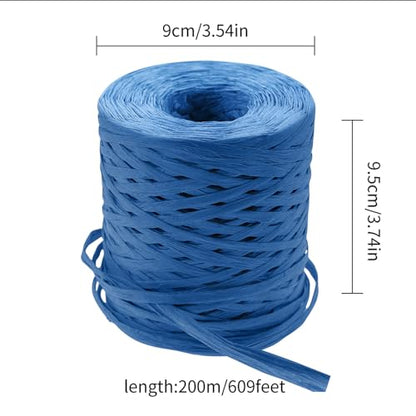 218 Yards Raffia Paper Craft Ribbon Packing Paper Twine, 1/4 Inch by 218 Yards - color: Blue