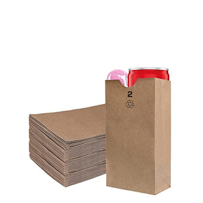 Mini Brown Kraft Paper Bag (2 lb) Small - Paper Lunch Bags, Small Snacks, Gift Bags, Grocery, Merchandise, Party Bags (4 5/16" x 2 7/16" x 7 7/8") (2 Pound Capacity) by EcoQuality (1000)